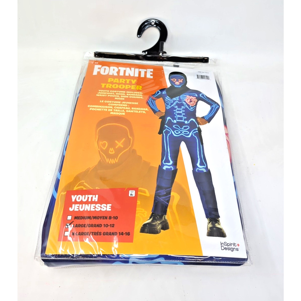NEW Fortnite Party Trooper Child Youth Costume Size L 10-12 Cosplay Epic games
